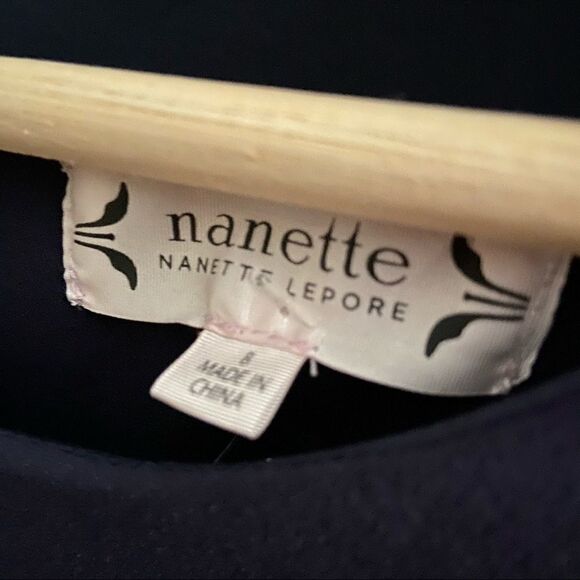 NWT Nanette Lepore Dark Navy Spring Bloom Bell Sleeve Dress in Size 2, 8, 12 - Picture 5 of 10